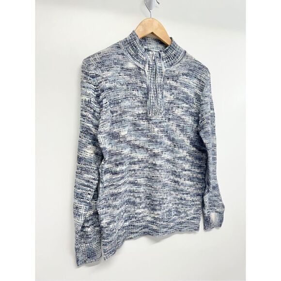 Draper & Damon’s Knit Sweater Mock Neck Pullover Silver Blue Long Sleeve - Picture 2 of 9